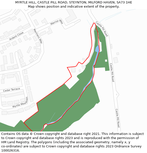 MYRTLE HILL, CASTLE PILL ROAD, STEYNTON, MILFORD HAVEN, SA73 1HE: Location map and indicative extent of plot