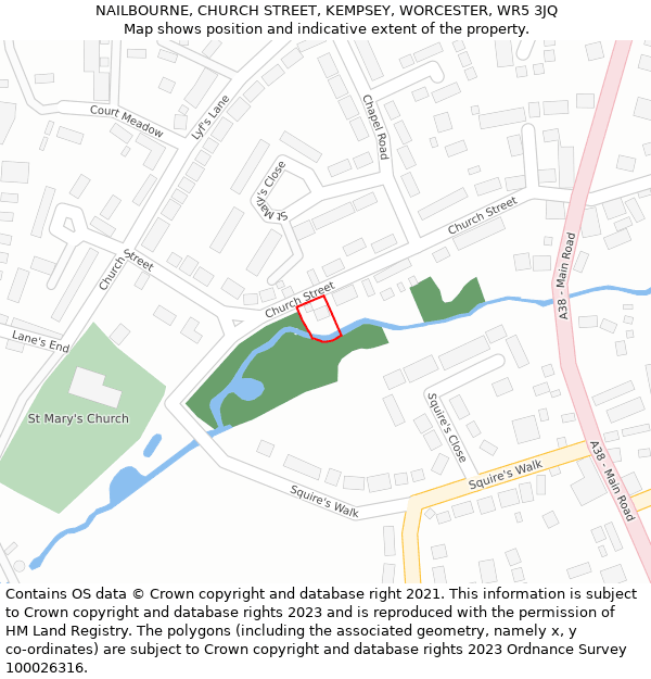 NAILBOURNE, CHURCH STREET, KEMPSEY, WORCESTER, WR5 3JQ: Location map and indicative extent of plot