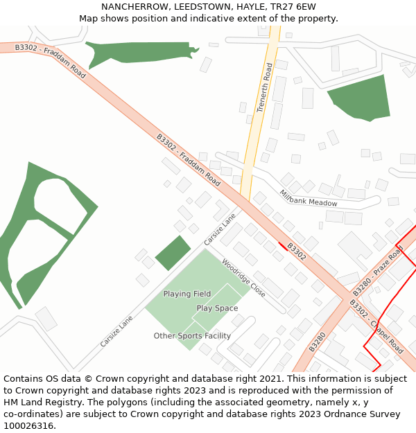 NANCHERROW, LEEDSTOWN, HAYLE, TR27 6EW: Location map and indicative extent of plot