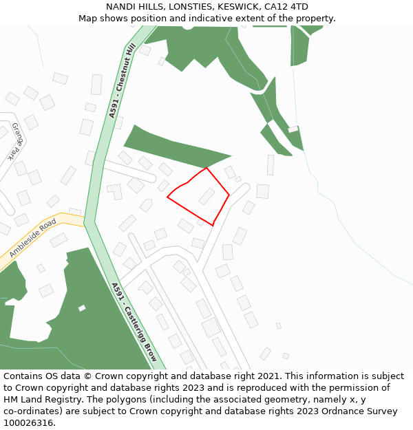 NANDI HILLS, LONSTIES, KESWICK, CA12 4TD: Location map and indicative extent of plot