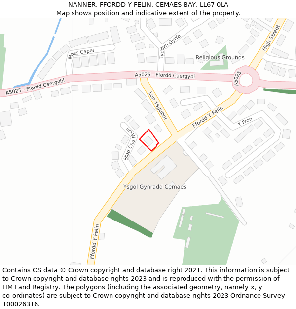 NANNER, FFORDD Y FELIN, CEMAES BAY, LL67 0LA: Location map and indicative extent of plot