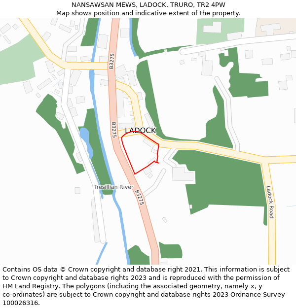 NANSAWSAN MEWS, LADOCK, TRURO, TR2 4PW: Location map and indicative extent of plot