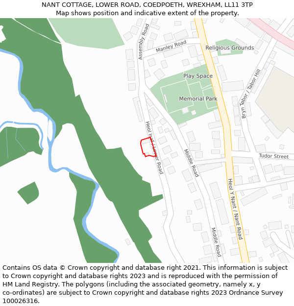 NANT COTTAGE, LOWER ROAD, COEDPOETH, WREXHAM, LL11 3TP: Location map and indicative extent of plot