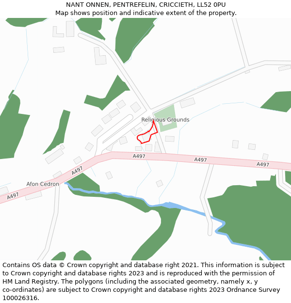 NANT ONNEN, PENTREFELIN, CRICCIETH, LL52 0PU: Location map and indicative extent of plot