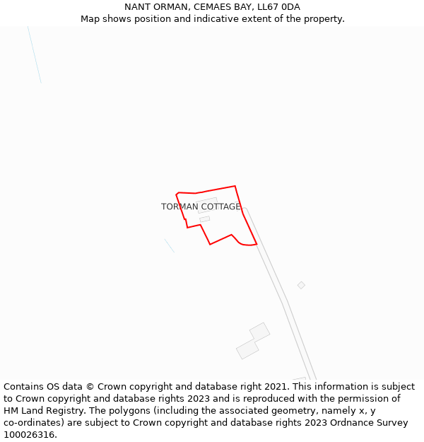 NANT ORMAN, CEMAES BAY, LL67 0DA: Location map and indicative extent of plot