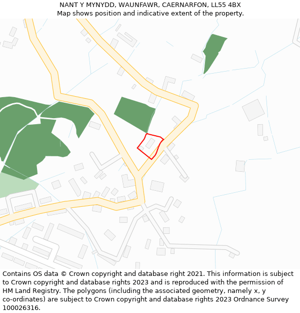 NANT Y MYNYDD, WAUNFAWR, CAERNARFON, LL55 4BX: Location map and indicative extent of plot