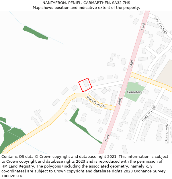 NANTAERON, PENIEL, CARMARTHEN, SA32 7HS: Location map and indicative extent of plot