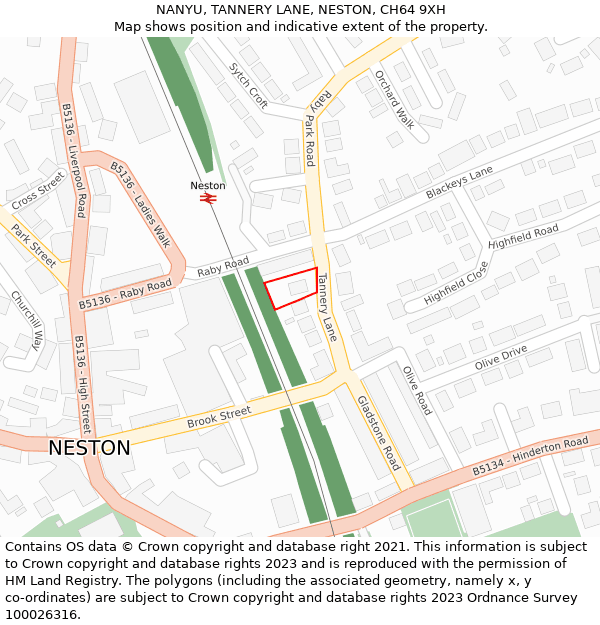 NANYU, TANNERY LANE, NESTON, CH64 9XH: Location map and indicative extent of plot