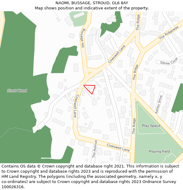 NAOMI, BUSSAGE, STROUD, GL6 8AY: Location map and indicative extent of plot