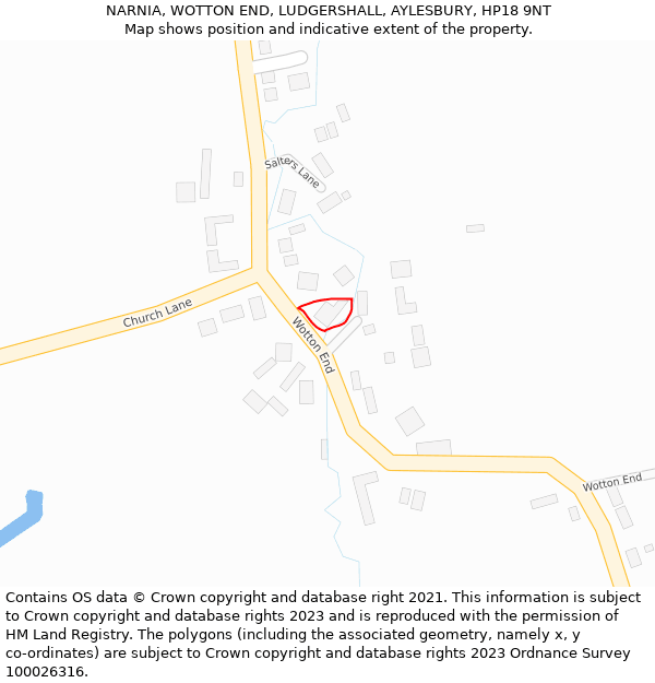 NARNIA, WOTTON END, LUDGERSHALL, AYLESBURY, HP18 9NT: Location map and indicative extent of plot