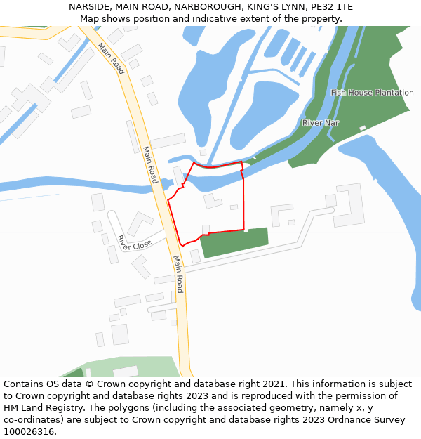 NARSIDE, MAIN ROAD, NARBOROUGH, KING'S LYNN, PE32 1TE: Location map and indicative extent of plot