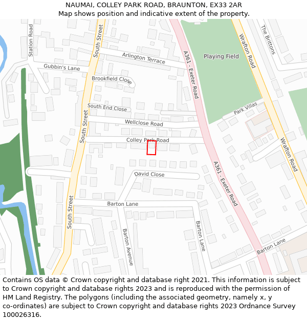 NAUMAI, COLLEY PARK ROAD, BRAUNTON, EX33 2AR: Location map and indicative extent of plot