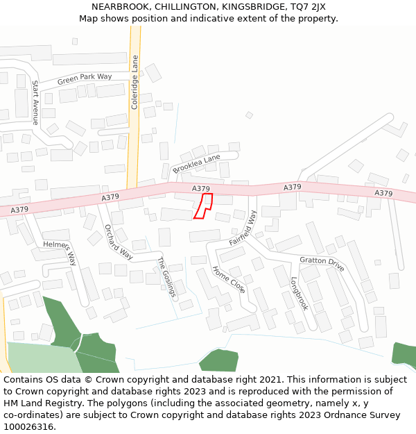 NEARBROOK, CHILLINGTON, KINGSBRIDGE, TQ7 2JX: Location map and indicative extent of plot