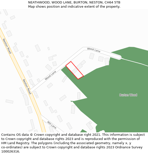 NEATHWOOD, WOOD LANE, BURTON, NESTON, CH64 5TB: Location map and indicative extent of plot
