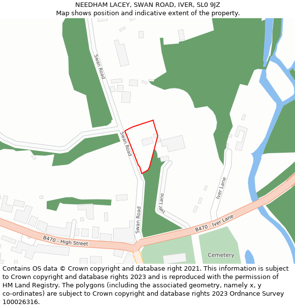 NEEDHAM LACEY, SWAN ROAD, IVER, SL0 9JZ: Location map and indicative extent of plot