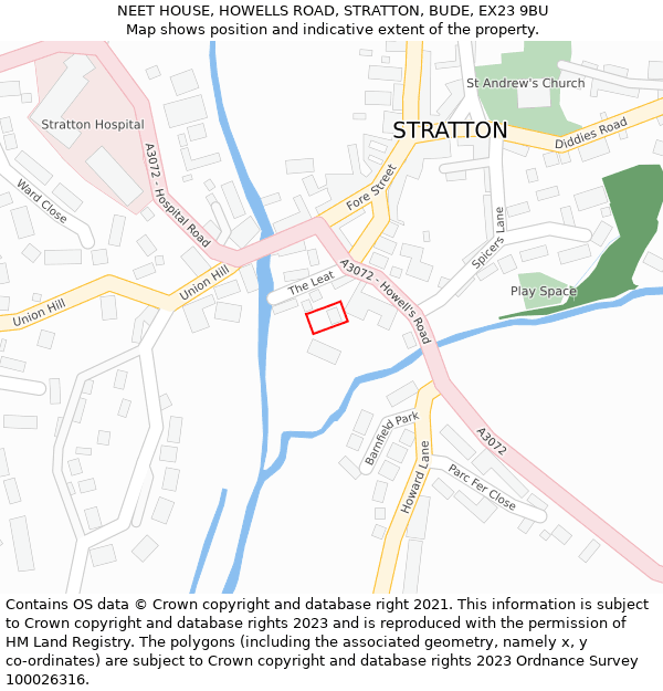 NEET HOUSE, HOWELLS ROAD, STRATTON, BUDE, EX23 9BU: Location map and indicative extent of plot