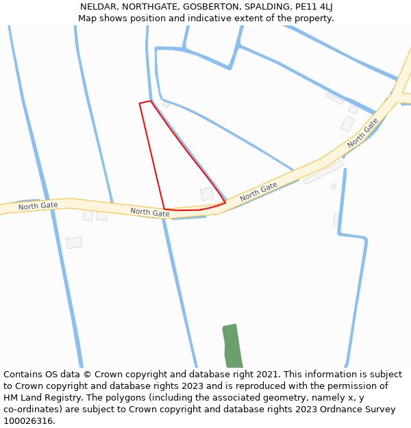 NELDAR, NORTHGATE, GOSBERTON, SPALDING, PE11 4LJ: Location map and indicative extent of plot