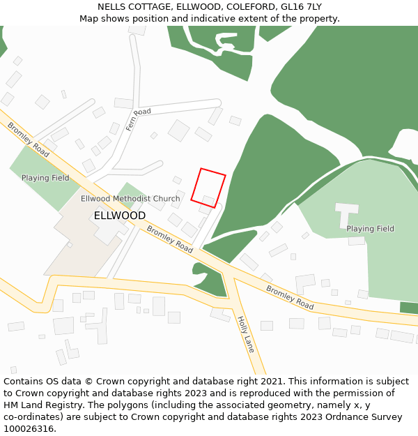 NELLS COTTAGE, ELLWOOD, COLEFORD, GL16 7LY: Location map and indicative extent of plot