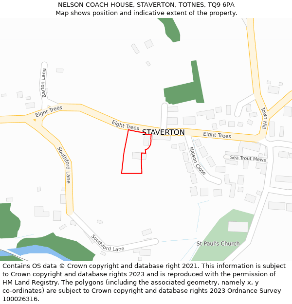 NELSON COACH HOUSE, STAVERTON, TOTNES, TQ9 6PA: Location map and indicative extent of plot