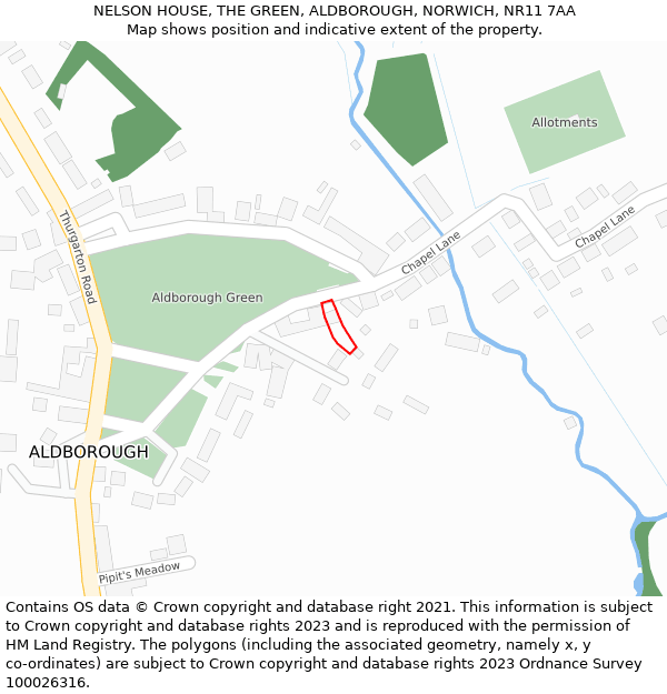 NELSON HOUSE, THE GREEN, ALDBOROUGH, NORWICH, NR11 7AA: Location map and indicative extent of plot