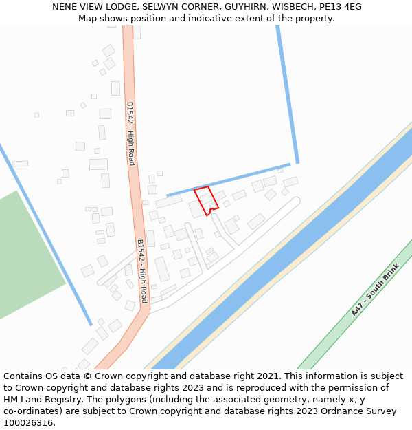 NENE VIEW LODGE, SELWYN CORNER, GUYHIRN, WISBECH, PE13 4EG: Location map and indicative extent of plot