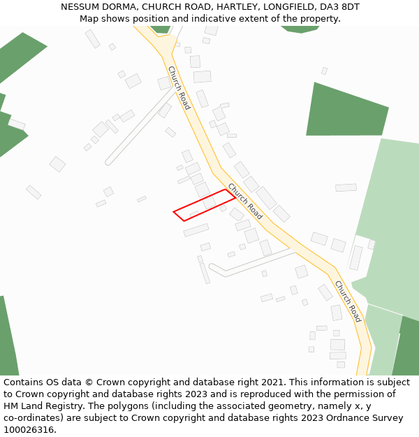 NESSUM DORMA, CHURCH ROAD, HARTLEY, LONGFIELD, DA3 8DT: Location map and indicative extent of plot