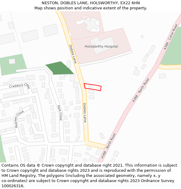 NESTON, DOBLES LANE, HOLSWORTHY, EX22 6HN: Location map and indicative extent of plot