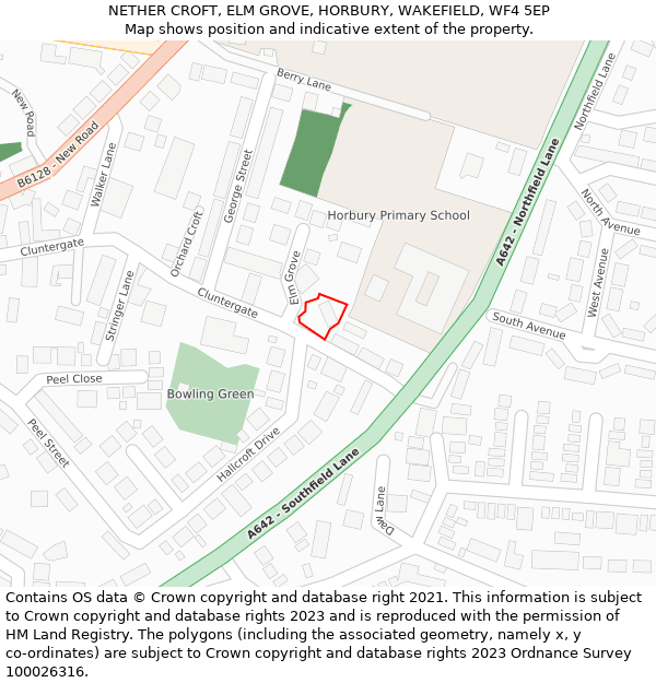 NETHER CROFT, ELM GROVE, HORBURY, WAKEFIELD, WF4 5EP: Location map and indicative extent of plot