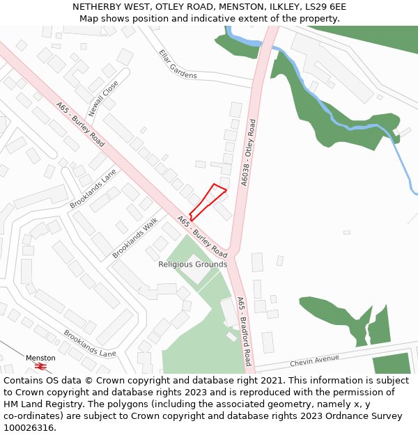 NETHERBY WEST, OTLEY ROAD, MENSTON, ILKLEY, LS29 6EE: Location map and indicative extent of plot