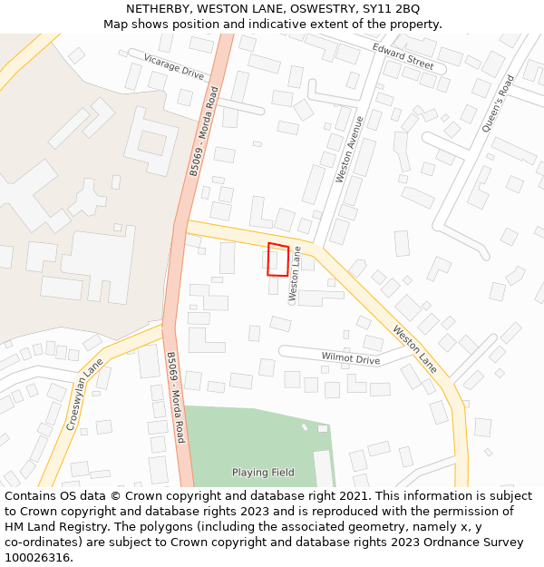 NETHERBY, WESTON LANE, OSWESTRY, SY11 2BQ: Location map and indicative extent of plot