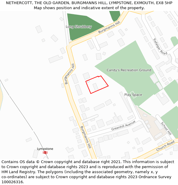 NETHERCOTT, THE OLD GARDEN, BURGMANNS HILL, LYMPSTONE, EXMOUTH, EX8 5HP: Location map and indicative extent of plot