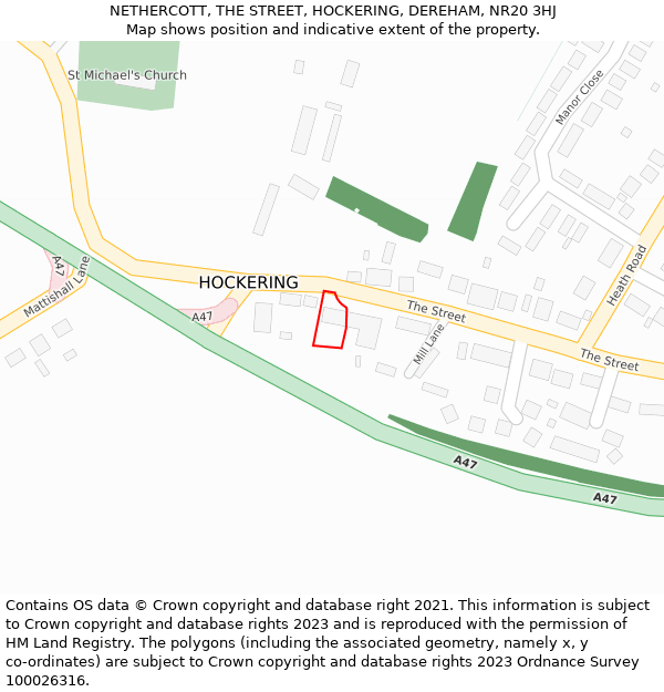 NETHERCOTT, THE STREET, HOCKERING, DEREHAM, NR20 3HJ: Location map and indicative extent of plot
