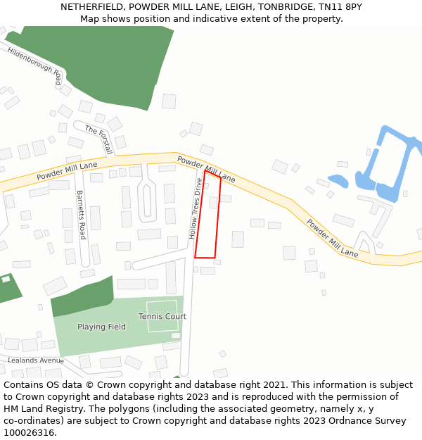 NETHERFIELD, POWDER MILL LANE, LEIGH, TONBRIDGE, TN11 8PY: Location map and indicative extent of plot