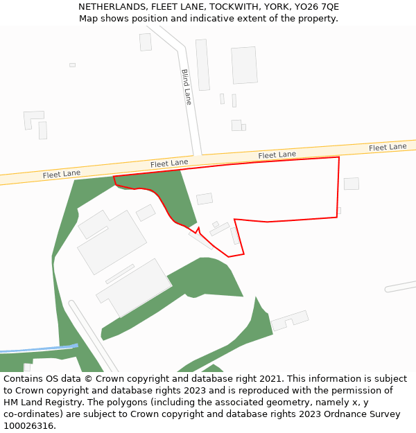 NETHERLANDS, FLEET LANE, TOCKWITH, YORK, YO26 7QE: Location map and indicative extent of plot