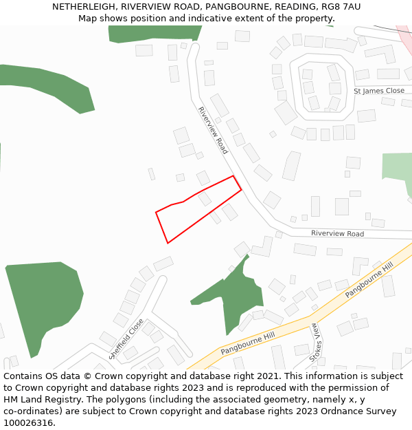 NETHERLEIGH, RIVERVIEW ROAD, PANGBOURNE, READING, RG8 7AU: Location map and indicative extent of plot