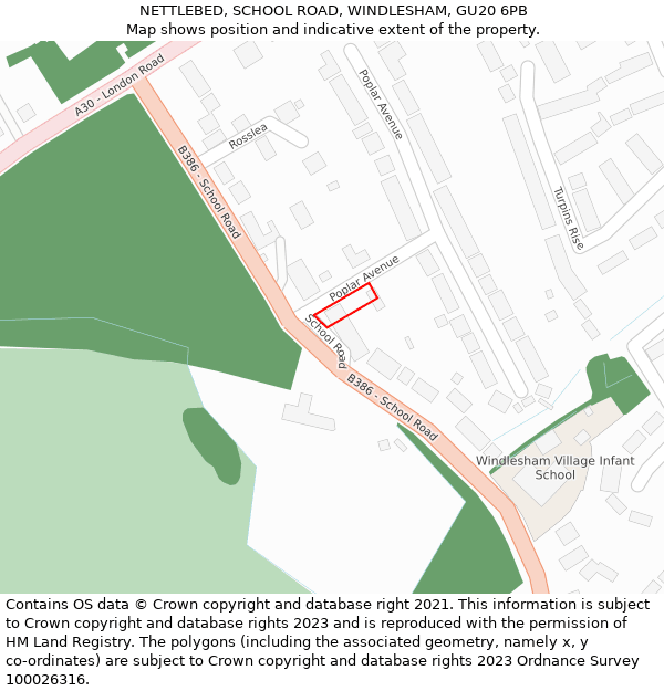 NETTLEBED, SCHOOL ROAD, WINDLESHAM, GU20 6PB: Location map and indicative extent of plot