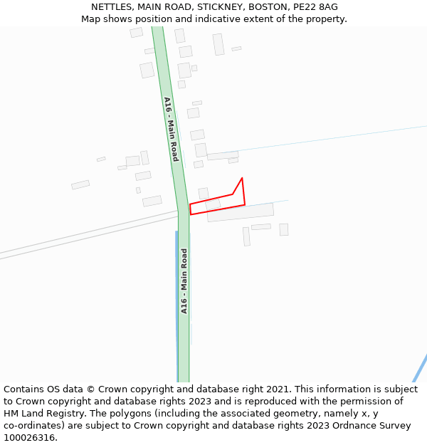 NETTLES, MAIN ROAD, STICKNEY, BOSTON, PE22 8AG: Location map and indicative extent of plot