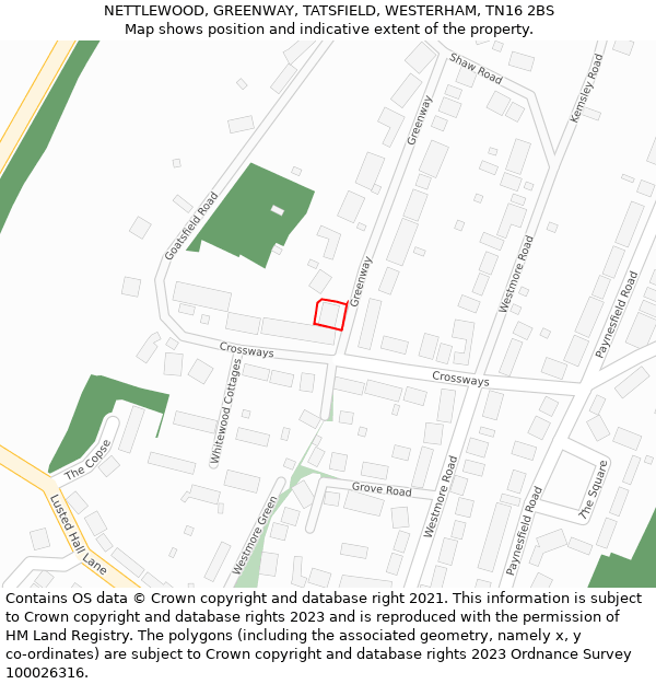 NETTLEWOOD, GREENWAY, TATSFIELD, WESTERHAM, TN16 2BS: Location map and indicative extent of plot