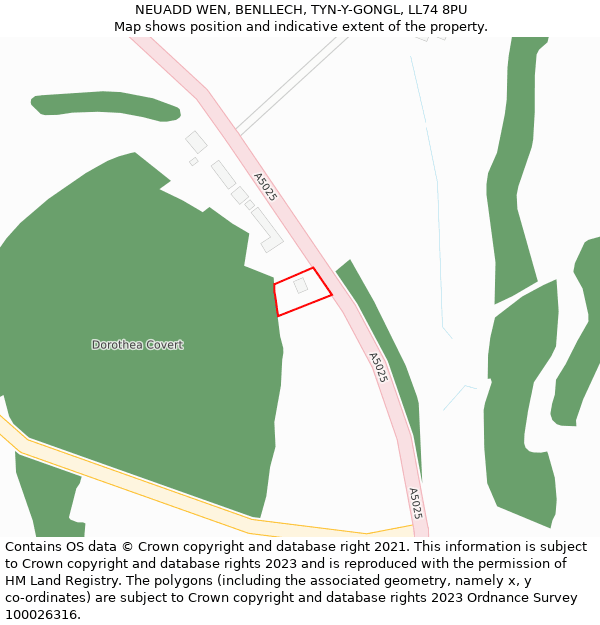 NEUADD WEN, BENLLECH, TYN-Y-GONGL, LL74 8PU: Location map and indicative extent of plot