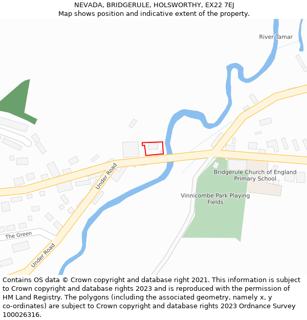 NEVADA, BRIDGERULE, HOLSWORTHY, EX22 7EJ: Location map and indicative extent of plot
