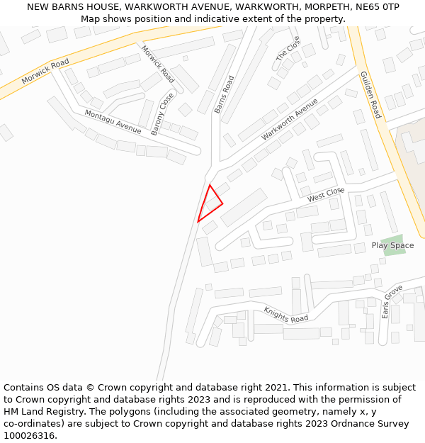 NEW BARNS HOUSE, WARKWORTH AVENUE, WARKWORTH, MORPETH, NE65 0TP: Location map and indicative extent of plot