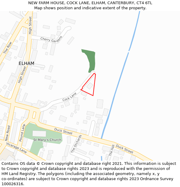 NEW FARM HOUSE, COCK LANE, ELHAM, CANTERBURY, CT4 6TL: Location map and indicative extent of plot