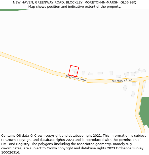 NEW HAVEN, GREENWAY ROAD, BLOCKLEY, MORETON-IN-MARSH, GL56 9BQ: Location map and indicative extent of plot