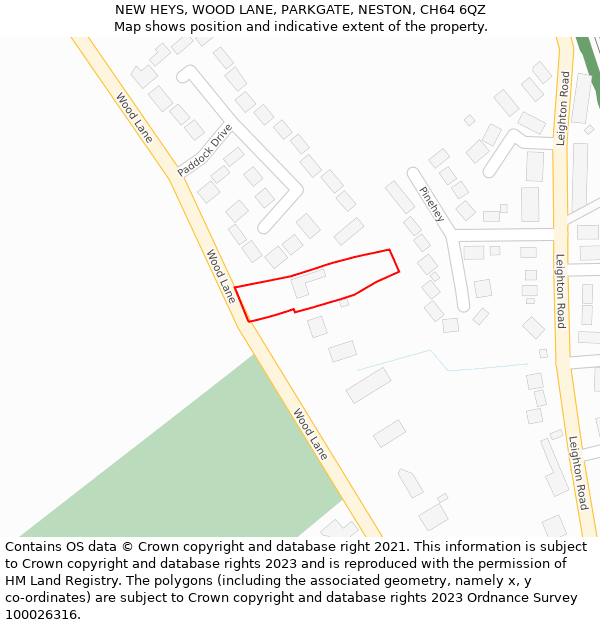 NEW HEYS, WOOD LANE, PARKGATE, NESTON, CH64 6QZ: Location map and indicative extent of plot