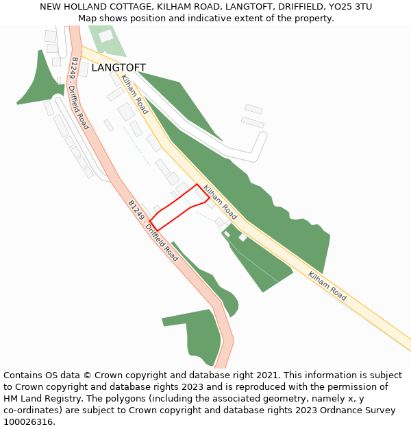 NEW HOLLAND COTTAGE, KILHAM ROAD, LANGTOFT, DRIFFIELD, YO25 3TU: Location map and indicative extent of plot