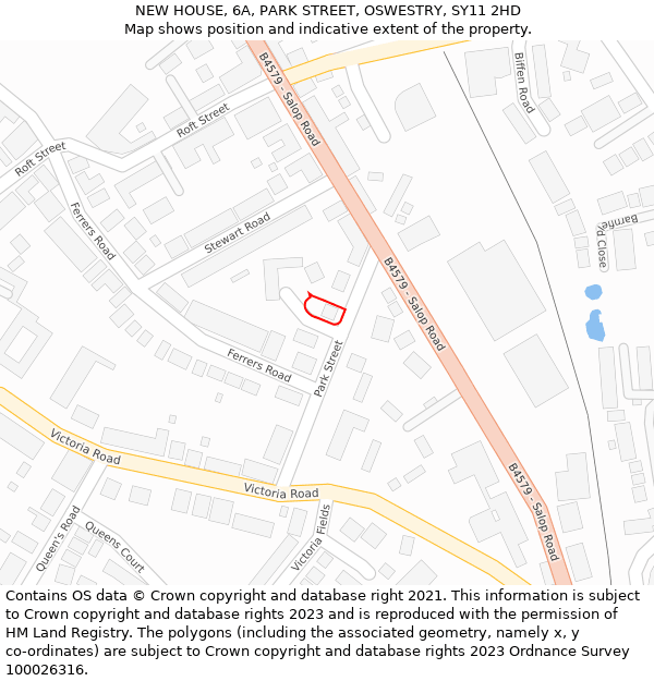 NEW HOUSE, 6A, PARK STREET, OSWESTRY, SY11 2HD: Location map and indicative extent of plot