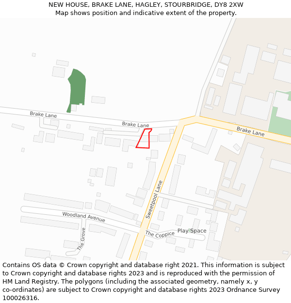 NEW HOUSE, BRAKE LANE, HAGLEY, STOURBRIDGE, DY8 2XW: Location map and indicative extent of plot