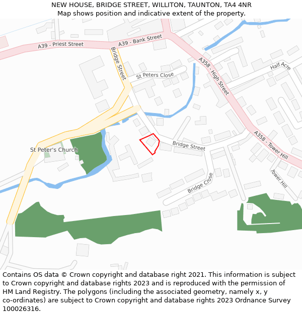 NEW HOUSE, BRIDGE STREET, WILLITON, TAUNTON, TA4 4NR: Location map and indicative extent of plot