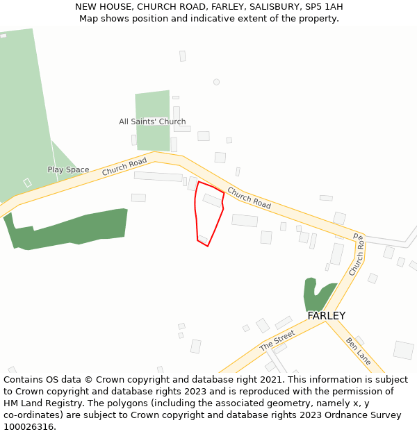 NEW HOUSE, CHURCH ROAD, FARLEY, SALISBURY, SP5 1AH: Location map and indicative extent of plot