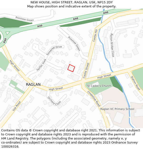 NEW HOUSE, HIGH STREET, RAGLAN, USK, NP15 2DY: Location map and indicative extent of plot